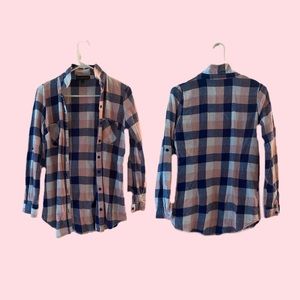 I am selling a plaid pink, blue and white flannel.